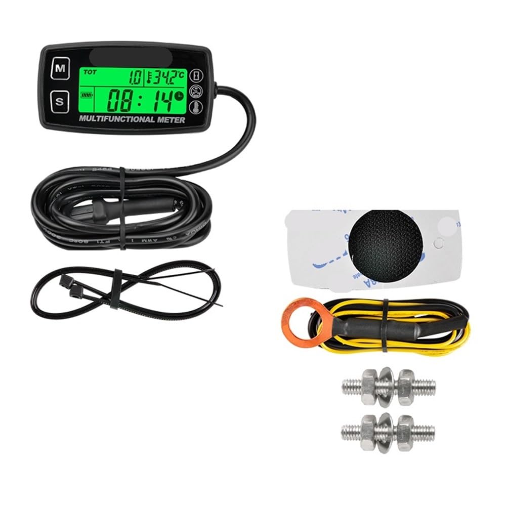 Odómetro Tablero Tacómetro Digital Medidor de Horas Reseteable Termómetro Temperatura Motocicleta Inductivo para Barcos Motor Gas Marina ATV