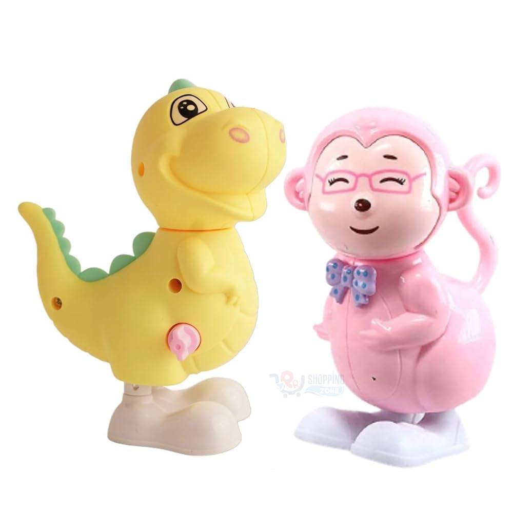 RR Shopping Zone Jumping | Moving Toy for 6 Month to 2 Year Old Kids Dinosaur & Monkey Wind Up Key Operated Crawling Walking Toy for Kids – Toddler Jumping Toys Combo – 2 Pcs (Multicolored) (B0CTTNY3YG) Amazon Price History, Amazon Price Tracker