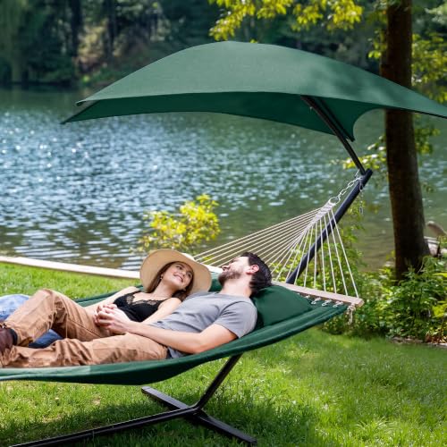 Image of SUNCREAT Portable Outdoor Hammock with Stand, Canopy, Dark Green