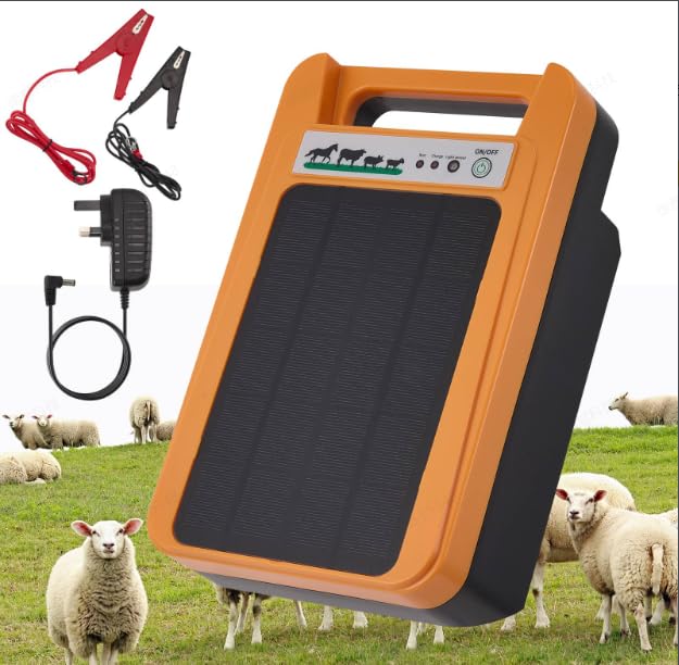 GJCrafts Dispositif de clôture électrique 10km de portée, 1.5-2J - Électrificateur de clôture pour animaux de ferme & animaux de compagnie - Alimentation...