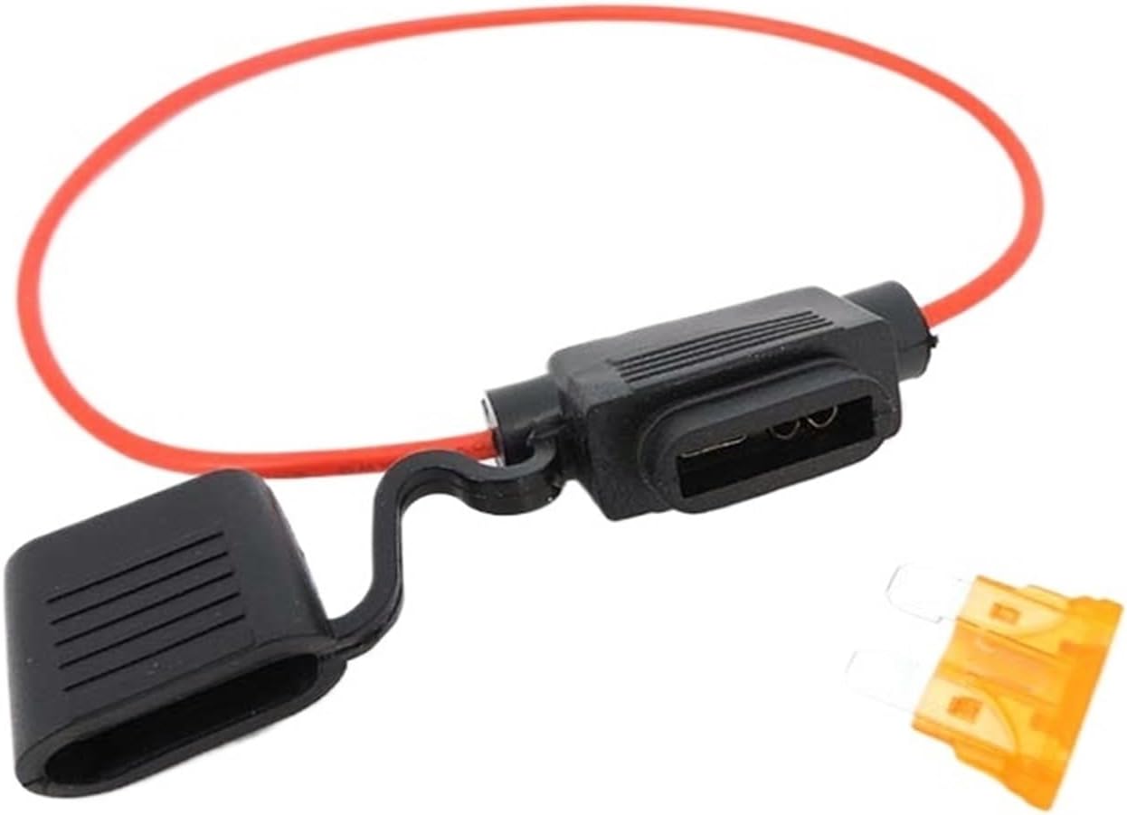 Medium Car Waterproof Fuse Holder Socket Cable 10awg 12awg 14/16AWG for Auto Motorcycle Motorbike Blade Fuse(20A,16awg Medium,1pcs)