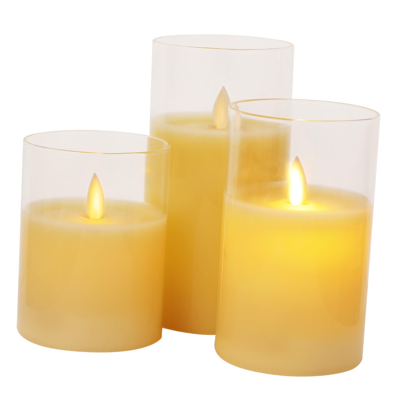POPETPOP Lampade a Candela LED senza Fiamma a Batteria con Telecomando, Candele Finte Tremolanti per Decorazioni Interni, Set da 3 Pezzi per Atmosfera Rilassante in Casa e Ristorante