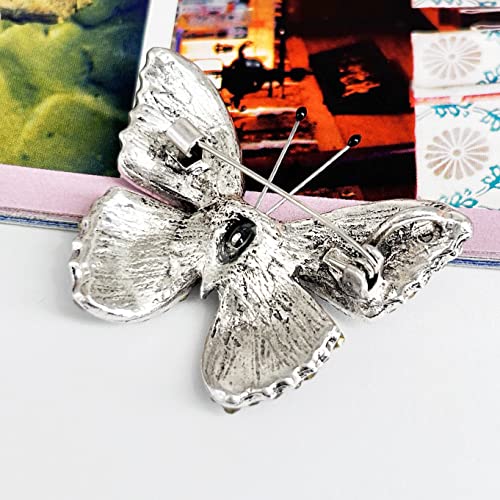 Image of SELOVO Butterfly Crystal Brooch Pin Jewelry Rhinestone Gold Tone