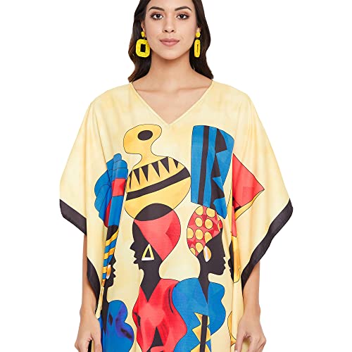 Oussum Women Polyester Casual Kaftan Long Plus Size Summer Beach Caftan Cover Ups Maxi Dresse for Ladies3