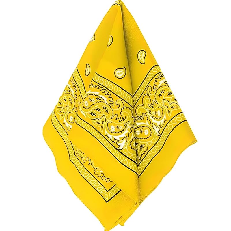 DIKHAWA Soft Breathable Cotton Paisley Bandana Handkerchief For Hair Head Bike For Men & Women (PURPLE,YELLOW_50CM X 50CM_Pack of 2) 2
