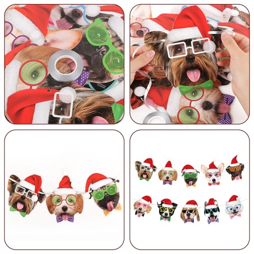 Image of Dog Christmas Garland Dog Birthday Banner Puppy Themed Party Decorations Funny Dogs Face Banner Puppy Merry Christmas Sign Garlands for Kids Adult Pets Birthday Supply Xmas Holiday New Year