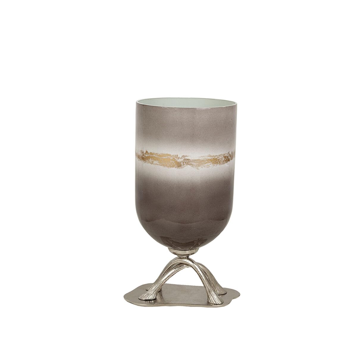 Romimex Vase Grey Silver Glass Aluminium 25 x 42 x 20 cm