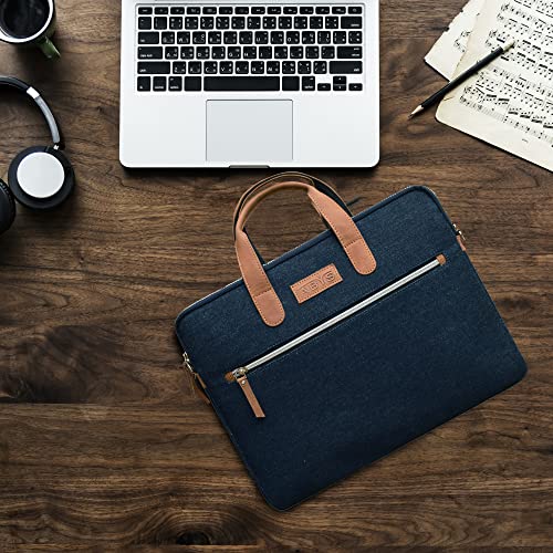 Image of ABYS 14 Inch Blue Genuine Leather Laptop Messenger & Shoulder Bag,Office bag for Men & Women (DL001)