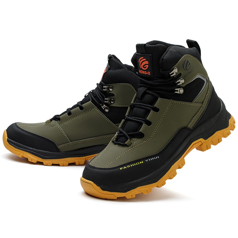 Zapatos de seguridad para hombre y mujer, S3, ligeros, impermeables, altos, antideslizantes, botas de seguridad con puntera de acero