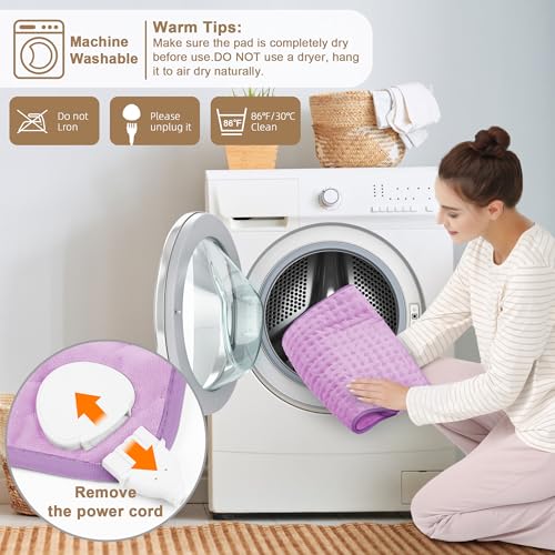 Image of Deepsoon Heating Pad,Electric Heating Pads for Back,Neck,Moist Heating Pad for Abdomen Shoulder Knee Legs,Dry /Moist Heat&Auto Shut Off,Mother's Day Birthday for Men and Women,Light Purple,24x20 Inch