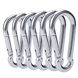 OWAYOTO 3 Inch Carabiner Clip Spring Snap Hook Heavy Duty 6pcs M8x80mm for Fitness Hammock Swing...