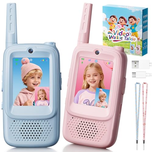 Video Walkie Talkies for Kids, 2 Pack Rechargeable Kids Walkies Talkies with Video Call & Voice Changer, Boys Girls Toys Ages for 3-12, Family Games,...