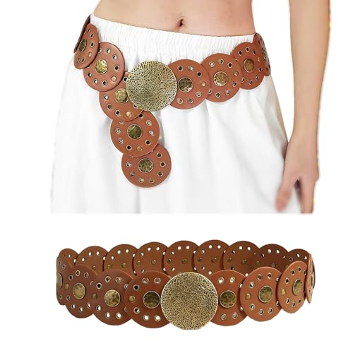 Boho Belt,Chunky Disc Belt Western Style,Soft Boho Belt for Woman,Circle Waist Belt for Dress Jeans