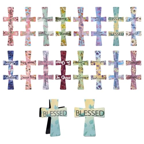 16pcs Magnetic Cross Bookmarks Bible Verses Cross Magnet Scripture Bookmarks Inspirational & Religious Page Markers for Christian Teachers Students Bible Study Bookish Book Lover Gifts (Style 1)