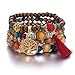 Branets Lot de 4 bracelets bohémiens en perles de bois pour femme multicouches extensibles avec breloque arbre de vie chaîne de main pour femmes et filles