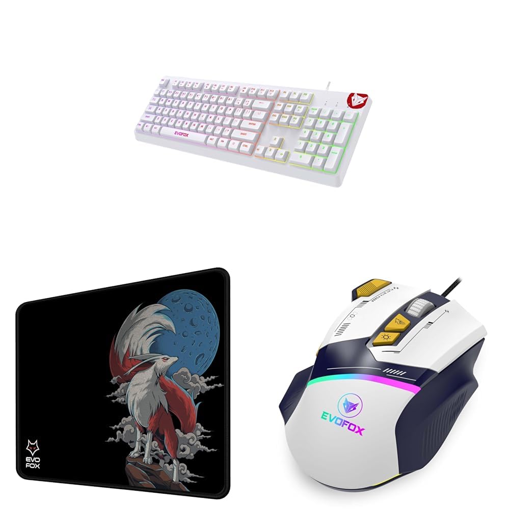 EvoFox Deathray RGB Gaming Keyboard (White) & EvoFox Falcon X35