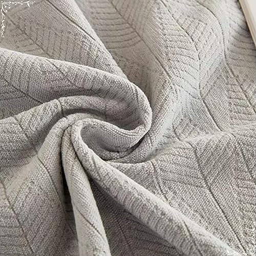 Manta para sofá KnSam de chenilla gris claro con borlas y funda protectora de 180x130 cm 3