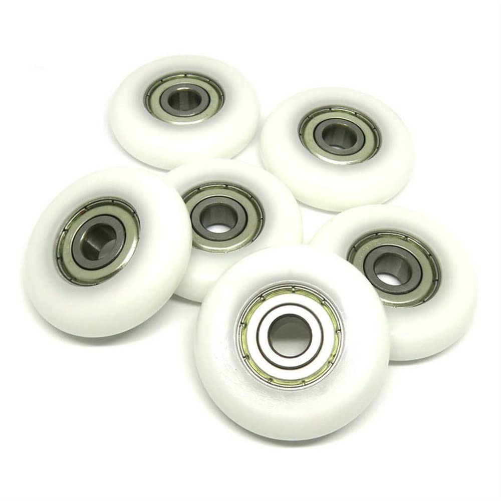 Ruedas de máquina de remo 8 x 40 x 10 mm Rodillo redondo POM para remero BSR62840-10 Rueda de remo OD 40 mm Ruedas de rodamiento recubiertas de plástico (color: blanco, tamaño: 8MM_10PCS_40MM)