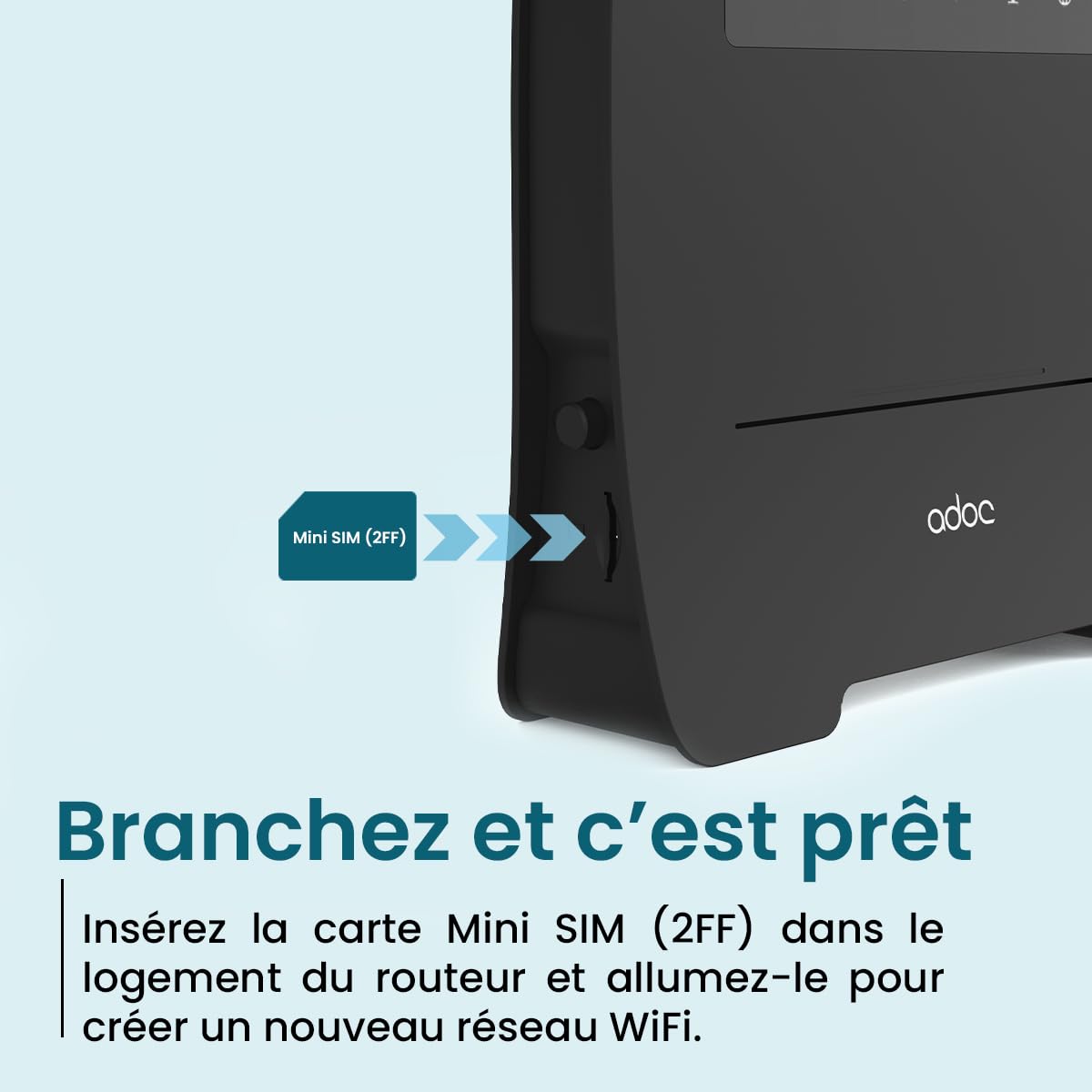 Routeur WiFi portable 4G ADOC R45, Cat. 4, vitesse WiFi supérieure à 300