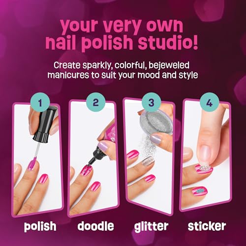 Nail Art Studio for Girls - Birthday Gift - Nail Polish Kit for Kids Ages 7-12 Years Old - Girl Gifts Ideas - Gift Set - Girly Stuff - Polish, Pens, Glitter, Stickers, Gems, Filer - 8 9 10 11 12 Year - Image 6