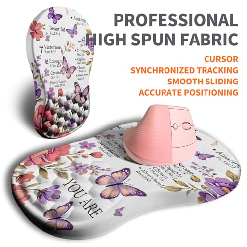 Image of Ergonomic Joint Wrist Support Mouse Pad with Memory Foam Cushion Massage Bump, Carpal Tunnel Pain Relief Mousepad Slope Design for Wrist Rest, 11.8x7.9 in, You are