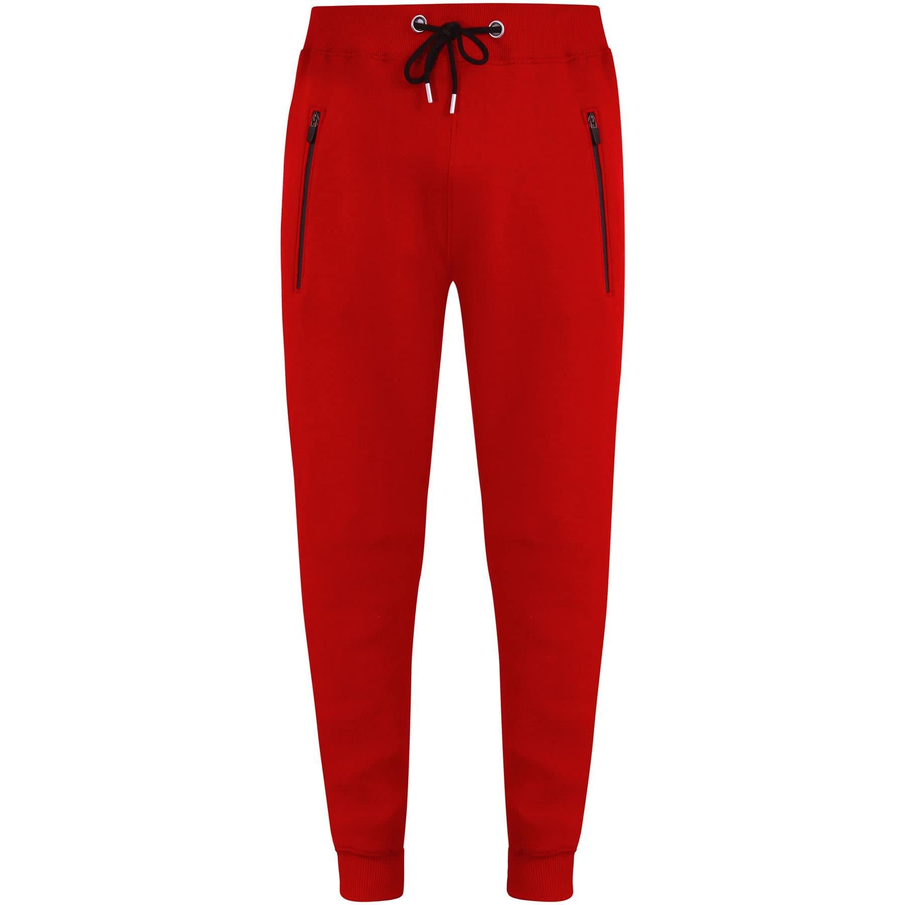 A2z Men's Red Fleece Jogging Bottoms Joggers 2 Tone Exercise Sweatpants Gym Trousers Tracksuit Pants Size S-4Xl