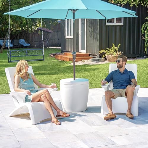 Image of Step2 Vero Adirondack Chair, Stylish Poolside Lounger, Fade-Resistant, Waterproof Patio Furniture for Sun Shelf, Use in Pools up to 9-Inches of Water, Weighted, White
