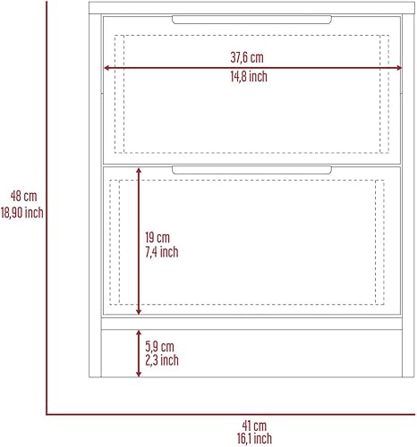 Miniatura 6 de Mesita de noche de madera, 2 cajones, mango de metal, mesita de noche moderna gris para cama, fácil montaje