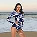 TOVCHEI Long-Sleeved Diving Suit Women's Zipper One-Piece Swimsuit Quick-Dry Sun Protection Wetsuit for Summer Water Sports,Blue,S