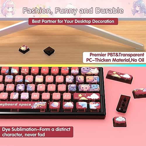 MAMBASNAKE 120 Keys PBT Pudding Keycaps Set,ASA Profile,Dye-Sublimation,ANSI US Layout for 61 68 87 98 104 108 Mechanical Keyboard,Compatible with Cherry Gateron Otemu Kailh MX Structure (Magic Girl) - Image 3