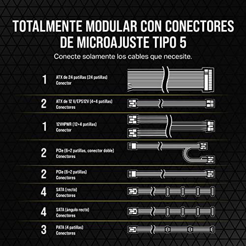 Corsair SF850L Fuente de Alimentación SFX Totalmente Modular de Bajo Ruido - Compatible con ATX 3.1 y PCIe 5.1 - Ventilador Silencioso PWM de 120 mm - Eficiencia 80 Plus Gold - Modo RPM Cero - Negro - imagen 5
