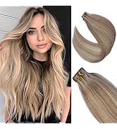 Tape in Hair Extensions Remy Human Hair Bleach Blonde Highlighted Golden Brown Tape in Extensions...
