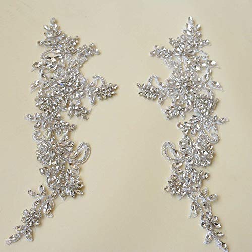 Microheal SAP1493-MC Sparkling Rhinestone Applique Heavy Beads Motif Diamante Crystal Lace Patch Craft Sewing thumb #4
