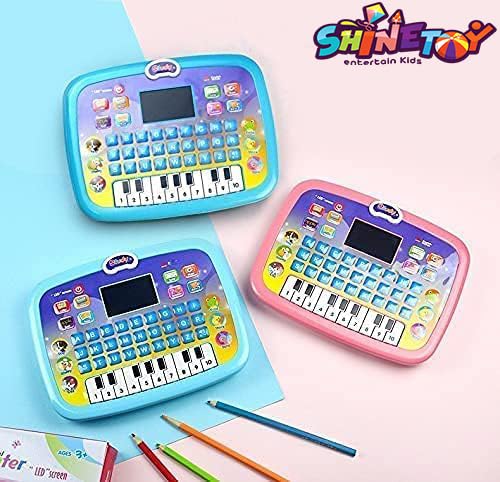 Image of SHINETOY Educational Learning Kids Laptop Tablet Computer Plus Piano with led Screen Music Fun Toy Activities for Kids Toddlers 1 2 3 4 5 6 + Year Old albhabet Words Sound a b c 1 2 3