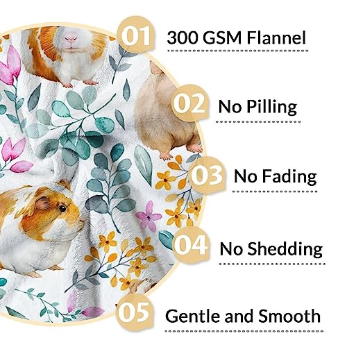 Guinea Pig Blanket Gifts - 30x40 Inches Cute Throw for Girls & Boys - White Soft Fuzzy Blankets for Couch & Office