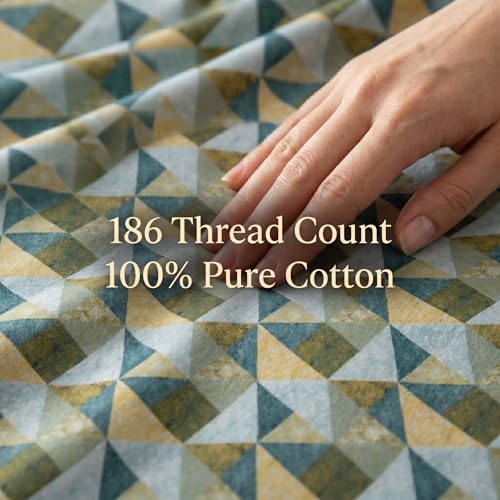Image of Mafatlal 186 TC Autumn Delight Graceful Pure Cotton Single Flatsheet (60 x 90 Inch) | Breathable Summer Comfort | Wrinkle-Free Floral Bedsheet with 1 Pillow Cover, Fresh Green