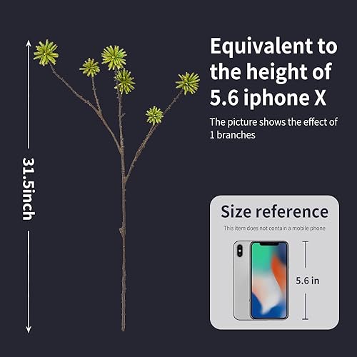 Miniatura 3 de Melorca&Guilla Plantas artificiales, 4 ramas de imitación verdes de 35.4 pulgadas para jarrón, tallos de vegetación sintética, plantas falsas para