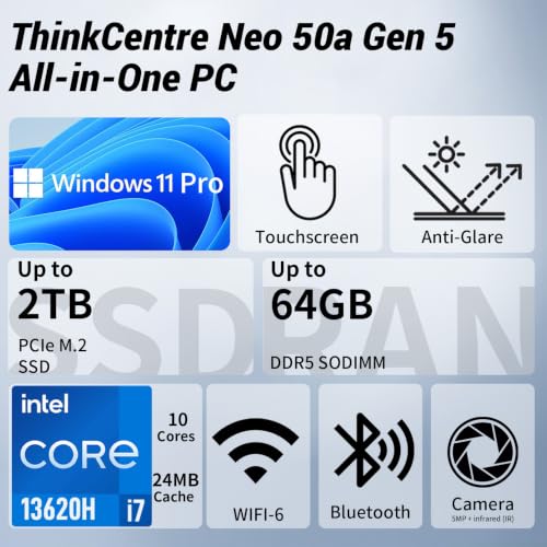 Image of Lenovo ThinkCentre Intel Core i7-13620H 64GB + 1TB Business All-in-One