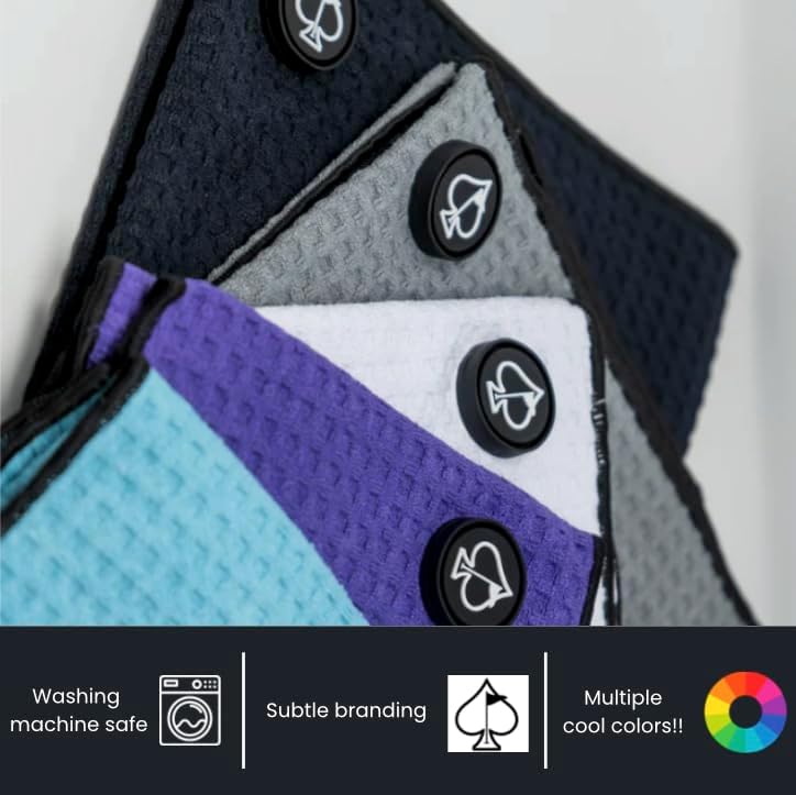 Pins & Aces Magnetic Premium Tour Towel - Lightweight and Absorbant Microfiber - Rubberized Magnet for Golf Carts or Golf Clubs - Won't Damage Clubs. 39" L x 15" W Golfing Gear (Grape) - Image 2