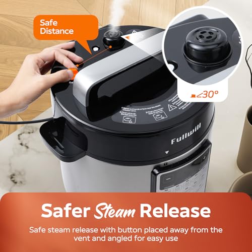 Image of Fullwill 6qt Electric Pressure Cooker, 9-in-1 Versatile Kitchen Appliance Slow Cooker, Rice Cooker, Yogurt Maker, Cake Maker, Saute Pan, Steamer, Food Warmer and Soup Maker
