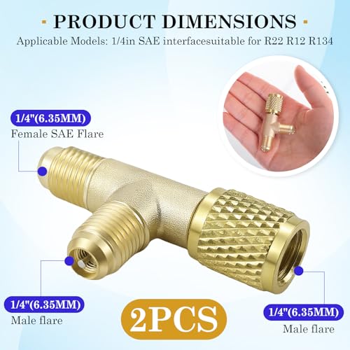Adaptador de Cobre En T de 1/4 Pulgadas para HVAC, 2 Piezas miniatura 2