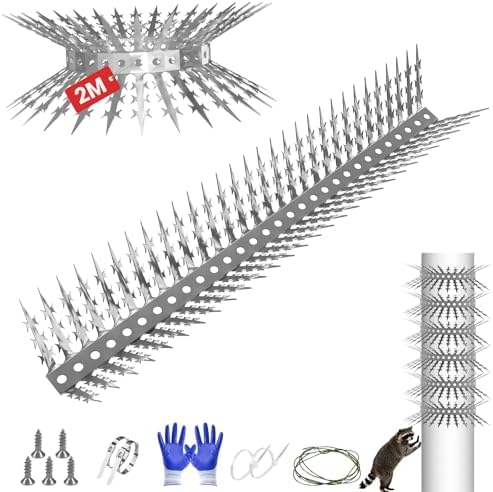 Marderabwehr Fallrohr Waschbär Abwehr,Marderslchutz,Taubenabwehr Spikes | 200CM Zweiseitig für Dachboden,Dachrinne,Balkon,Haus&Garten,Vertreiben Waschbären,Katzen Vögel&Fuchs, Edel