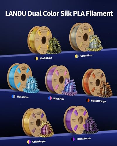 Image of LANDU Silk Dual Color PLA Filament 1.75mm 1KG, 3D Printer Filament Dimensional Accuracy + /- 0.02mm, Coextrusion Filament PLA Shiny Filament Fits for Most FFF 3D Printers,1KG Spool,Blue Pink
