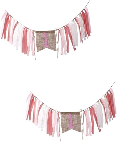 2 piezas de bandera colgante para silla de comedor para niña, decoración de primer cumpleaños, decoración de baby shower, decoración colgante de