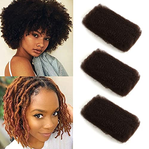 DÉBUT Afro Kinky Bulk 10A Human Hair 3pcs/lot for Dreadlocks and Twist Braiding 50g / Bundle Full Head (18"18"18", 2: DARK BROWN)