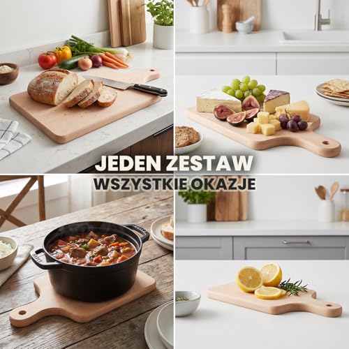 Zestaw desek do krojenia z drewna 36x15,5, 32,5x13,5 i 26x11,5 cm