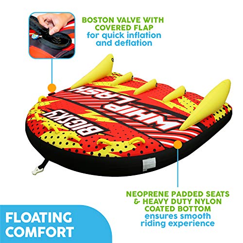 image for Big Sky Heat Wave Towable, Inflatable Water Tube for 2 -Roomy, Durable
