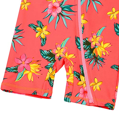Image of HUAANIUE Toddler Girl Swimsuit Long Sleeve UPF50+ Sun Protection | Easy zipper for quick changes, Full UPF50+ coverage-play all day without sunburn worry, Perfect for beach & pool days.