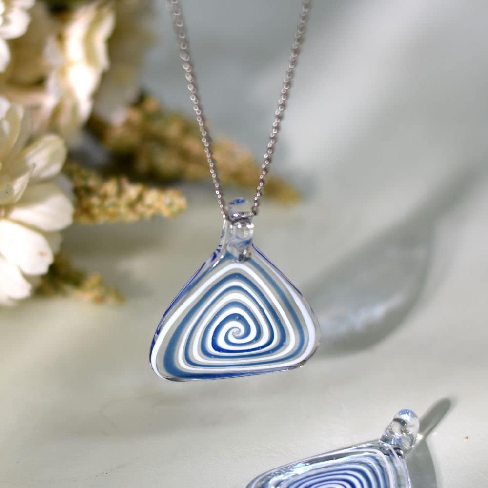 Indian Shelf 2 Pieces Glass Pendent | Charms Triangle Spiral Pendent | Glass Pendants for Necklace | Necklace Pendent | Pendants for DIY Necklace | Glass Pendent Nacelace