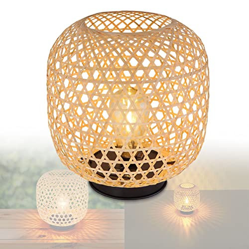 Solarlampe für Außen Stehend Tischleuchte aus Bambus mit Pflegetuch –...